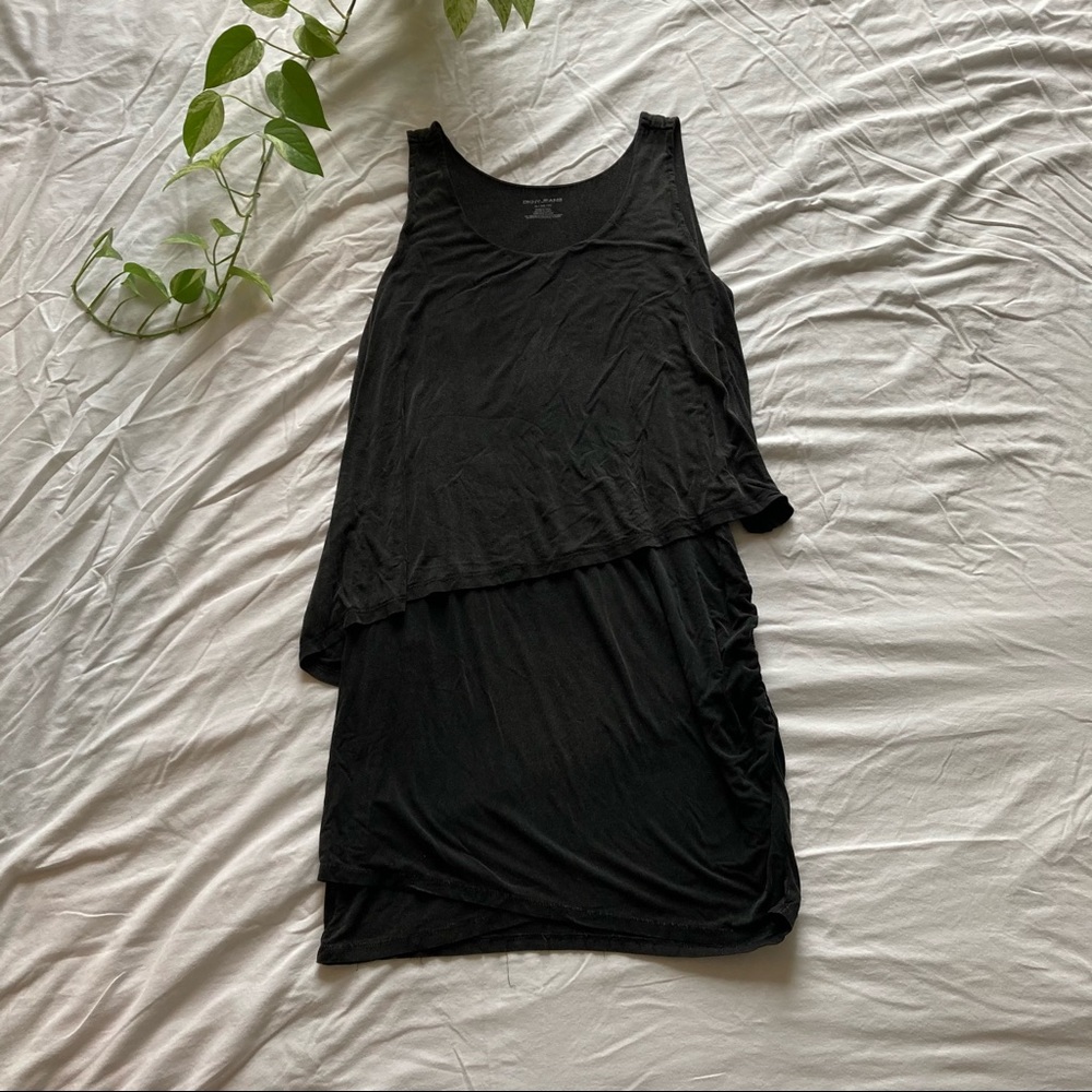DKNY asymmetrical distressed black dress